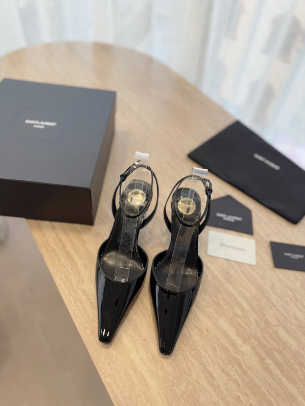 HIGH SLINGBACK 75 MM IN BLACK PATENT CALFSKIN