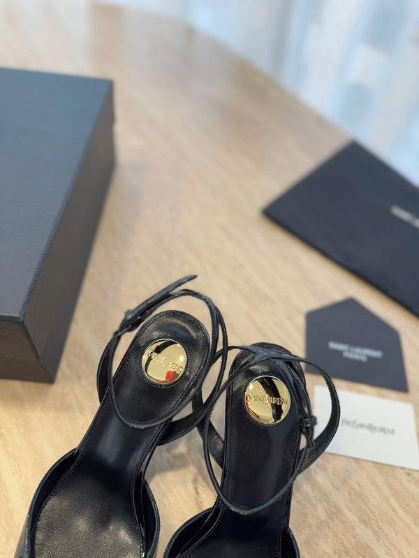 HIGH SLINGBACK 75 MM IN BLACK PATENT CALFSKIN