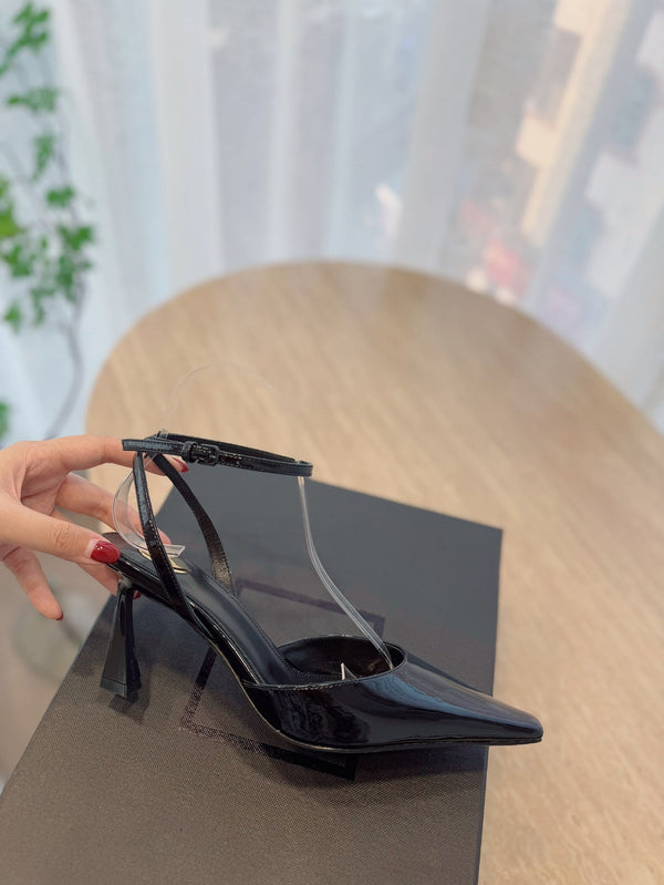 HIGH SLINGBACK 75 MM IN BLACK PATENT CALFSKIN