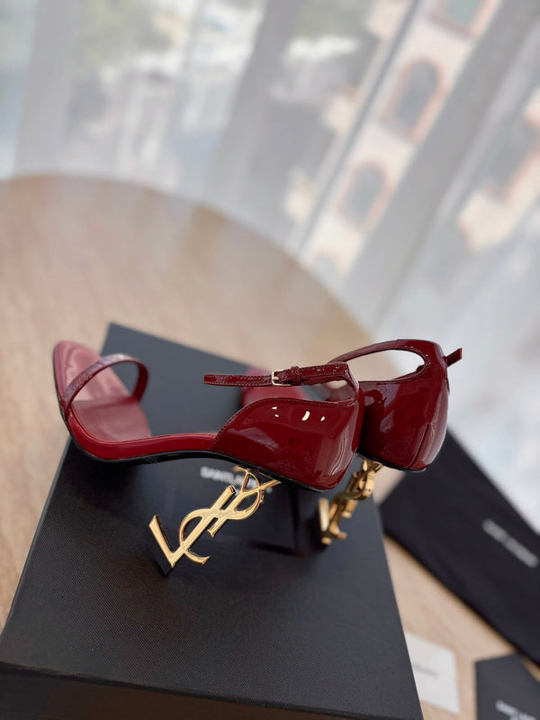 TACCO CLASSICO ALTO 10 CM IN VITELLO VERNICIATO ROSSO CREMISANO