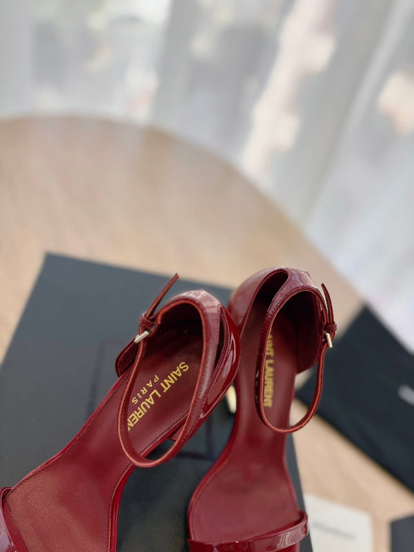 TACCO CLASSICO ALTO 10 CM IN VITELLO VERNICIATO ROSSO CREMISANO