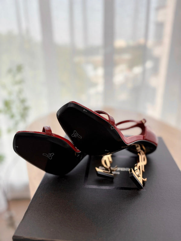 TACCO CLASSICO ALTO 10 CM IN VITELLO VERNICIATO ROSSO CREMISANO