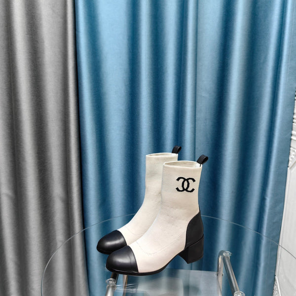 CC Ankle Boots 45mm White Wool And Calfskin