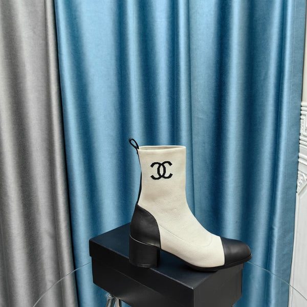 CC Ankle Boots 45mm White Wool And Calfskin