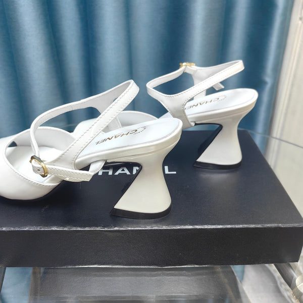 sandalo slingback cc 85 in pelle di vitello verniciata bianca