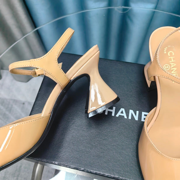 sandalo slingback cc 85 in pelle di vitello verniciata beige