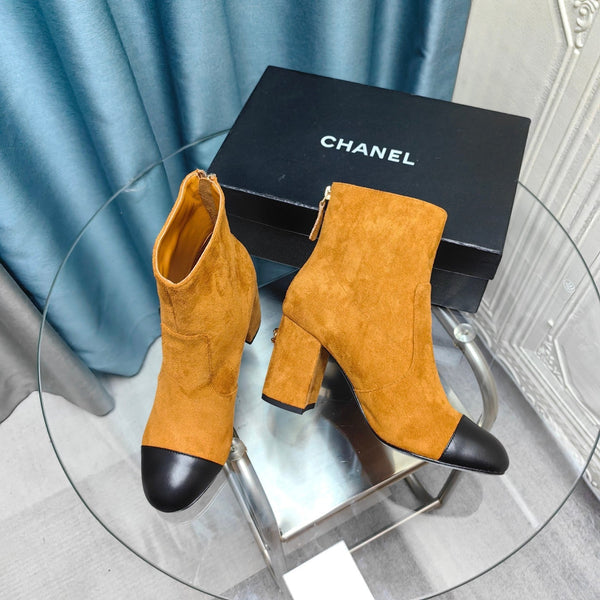 CC Ankle Boots 70mm Yellow Orange Suede