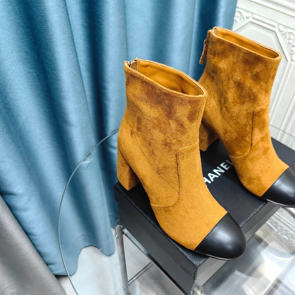 CC Ankle Boots 70mm Yellow Orange Suede