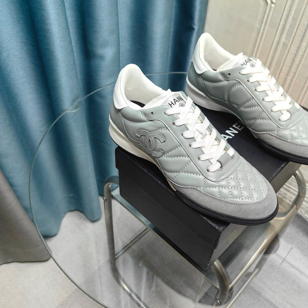 CC Sneaker Grey Quilted Cowhide And Suede
