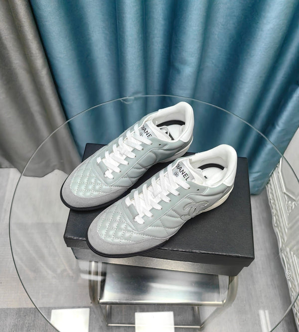 CC Sneaker Grey Quilted Cowhide And Suede