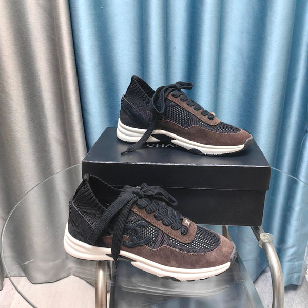 CC Sneaker Brown Black Suede And Polyester Mesh Fabric