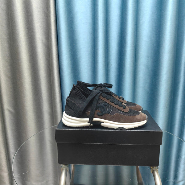 CC Sneaker Brown Black Suede And Polyester Mesh Fabric