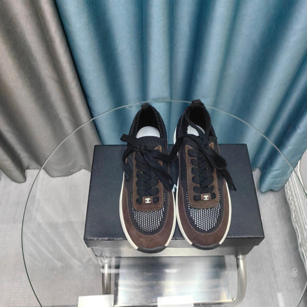 CC Sneaker Brown Black Suede And Polyester Mesh Fabric