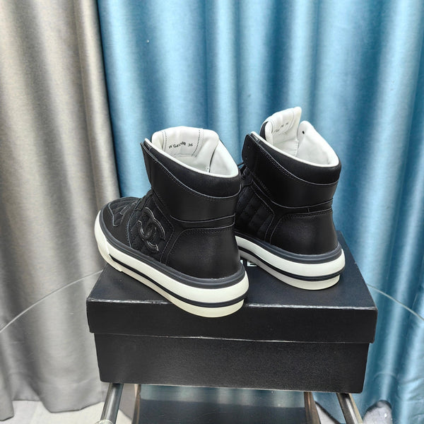 CC High Top Sneaker Black Calfskin