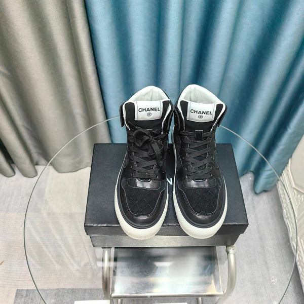 CC High Top Sneaker Black Calfskin