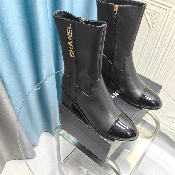 CC Short Boots Black Cowhide And Lambskin