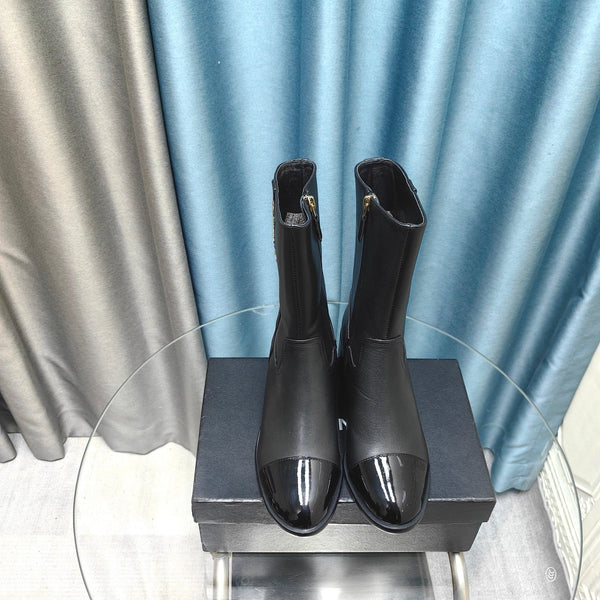 CC Short Boots Black Cowhide And Lambskin