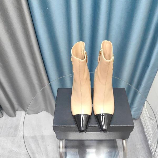 CC Ankle Boots Beige Cowhide And Lambskin