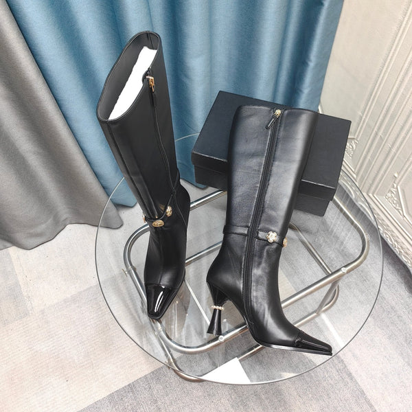 CC High Boots Black Cowhide And Lambskin