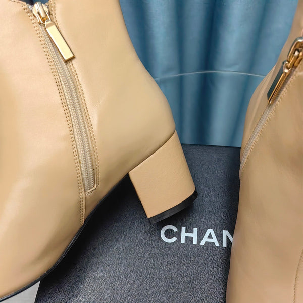 Stivaletti CC in pelle di vacchetta beige