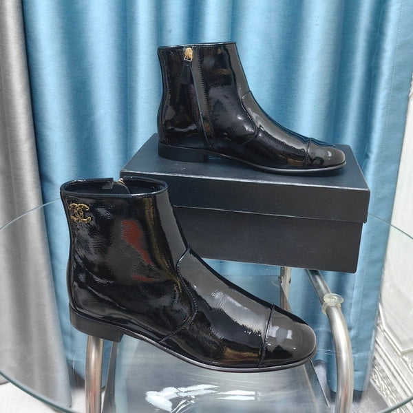 Stivaletti CC in pelle di vitello nera lucida