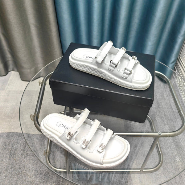 CC 25C Sandal Triple Straps White Calfskin