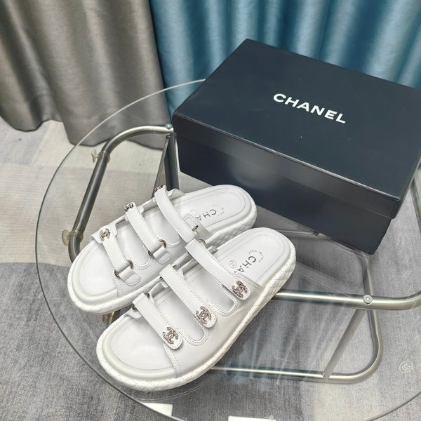 CC 25C Sandal Triple Straps White Calfskin