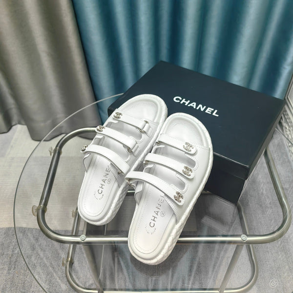 CC 25C Sandal Triple Straps White Calfskin