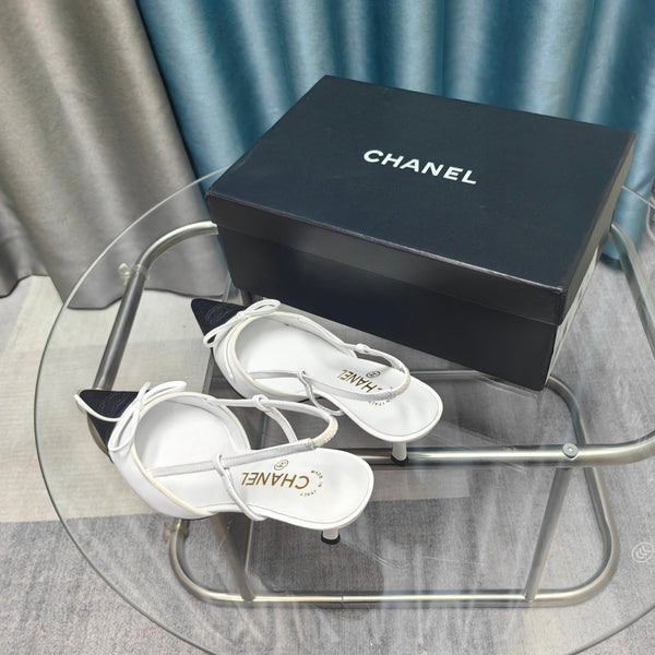 Slingback 50 White Calfskin Black Satin Pointed Toe