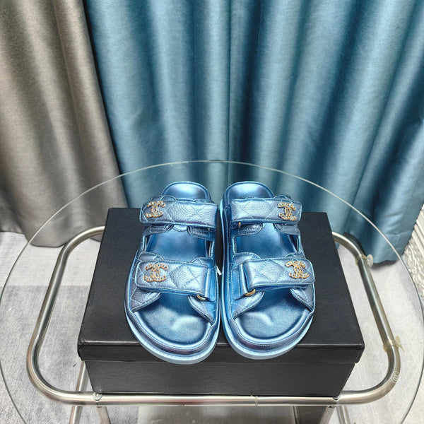 CC 25C Dad Mule Cloud Blue Metalic Grained Calfskin