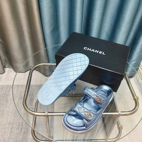 CC 25C Dad Mule Cloud Blue Metalic Grained Calfskin