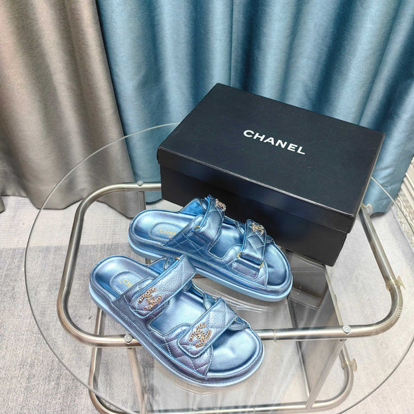 CC 25C Dad Mule Cloud Blue Metalic Grained Calfskin