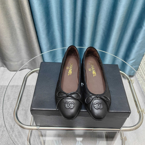 CC 25P Ballet Flat Black Chocolate Calfskin