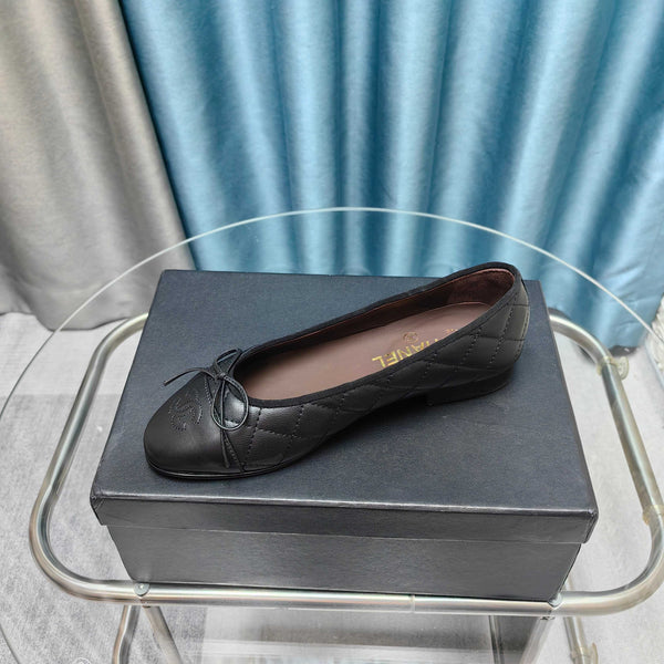CC 25P Ballet Flat Black Chocolate Calfskin