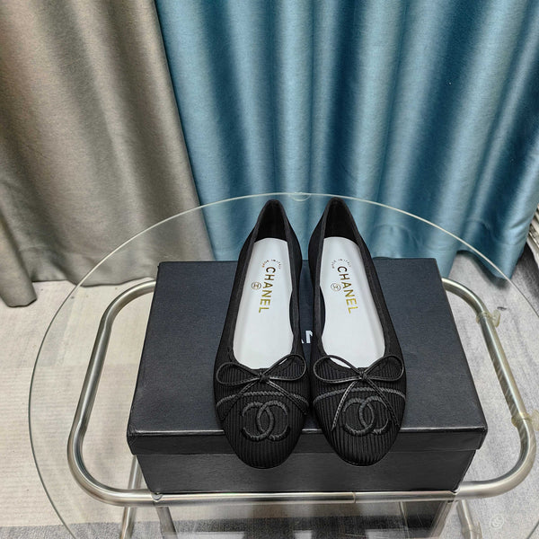 CC 25P Ballet Flat Black Striped Fabric