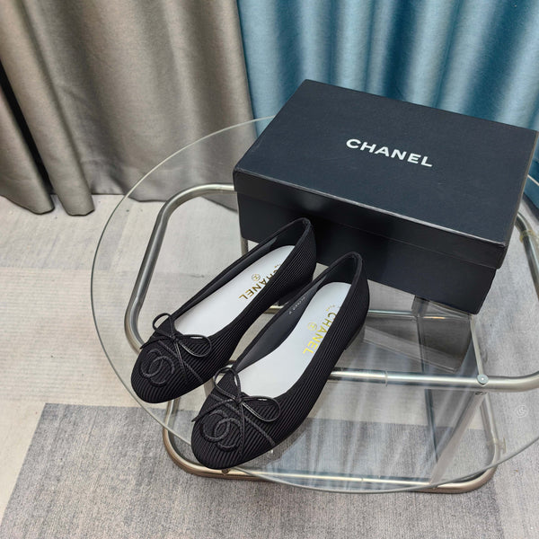 CC 25P Ballet Flat Black Striped Fabric