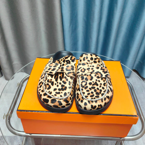 HM 25 Go Mule Light Leopark Horsehair Fabric 369355