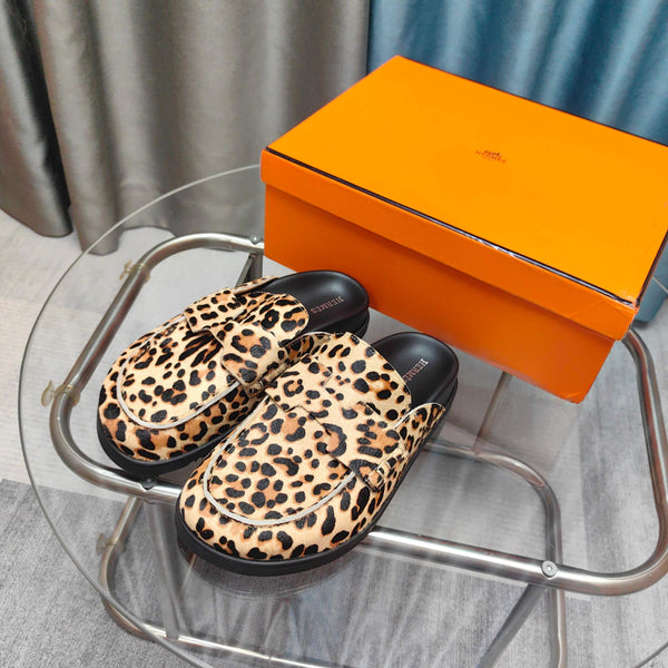 HM 25 Go Mule Light Leopark Horsehair Fabric 369355