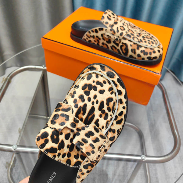 HM 25 Go Mule Light Leopark Horsehair Fabric 369355