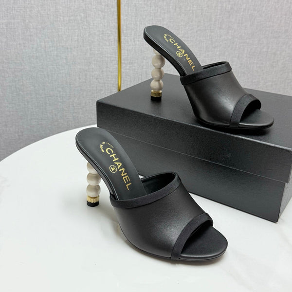 CC 25 High Heel Slippers 85mn Black Sheepskin 368792