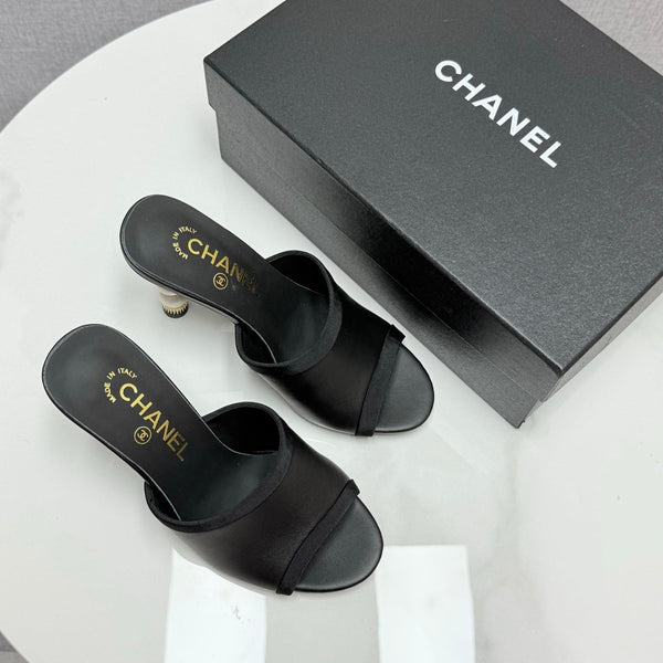 CC 25 High Heel Slippers 85mn Black Sheepskin 368792