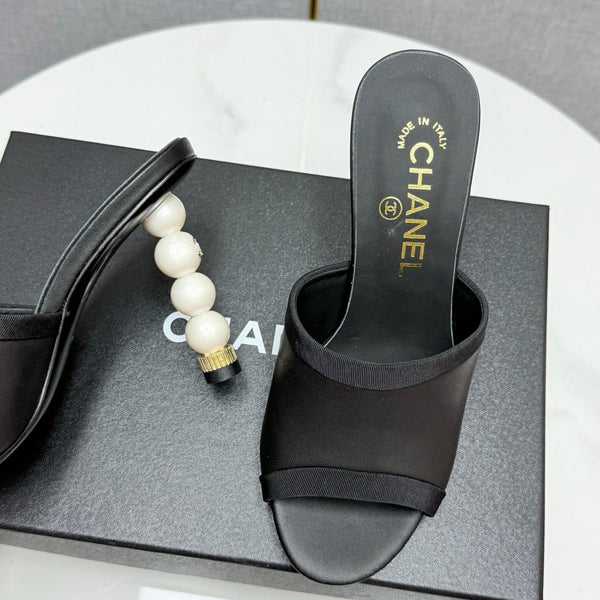 CC 25 High Heel Slippers 85mn Black Sheepskin 368792