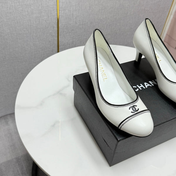 CC 25 Pumps 50mm White Black Sheepskin 368794