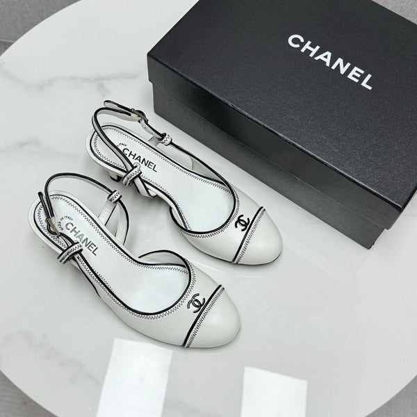 CC 25 Slingback 50mm White Black Sheepskin 368796