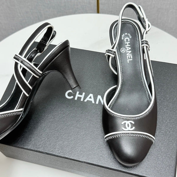 CC 25 Slingback 50mm Black White Sheepskin 368797