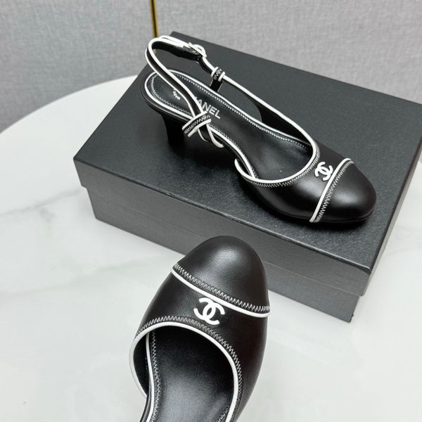 CC 25 Slingback 50mm Black White Sheepskin 368797