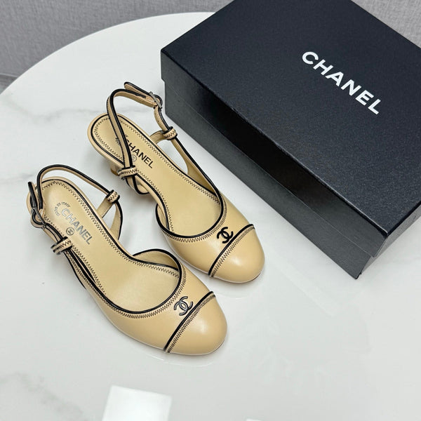 CC 25 Slingback 50mm Beige Black Sheepskin 368798