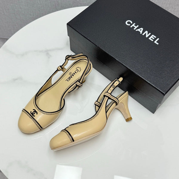 CC 25 Slingback 50mm Beige Black Sheepskin 368798