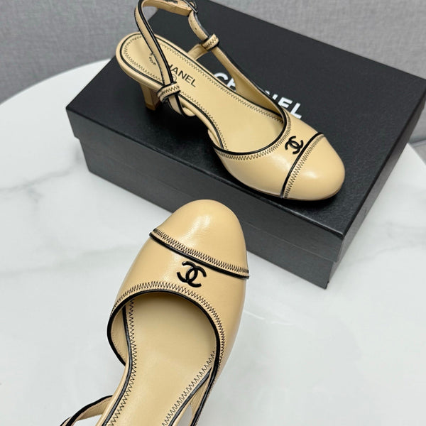 CC 25 Slingback 50mm Beige Black Sheepskin 368798