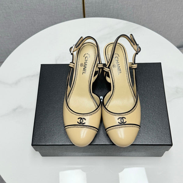 CC 25 Slingback 50mm Beige Black Sheepskin 368798
